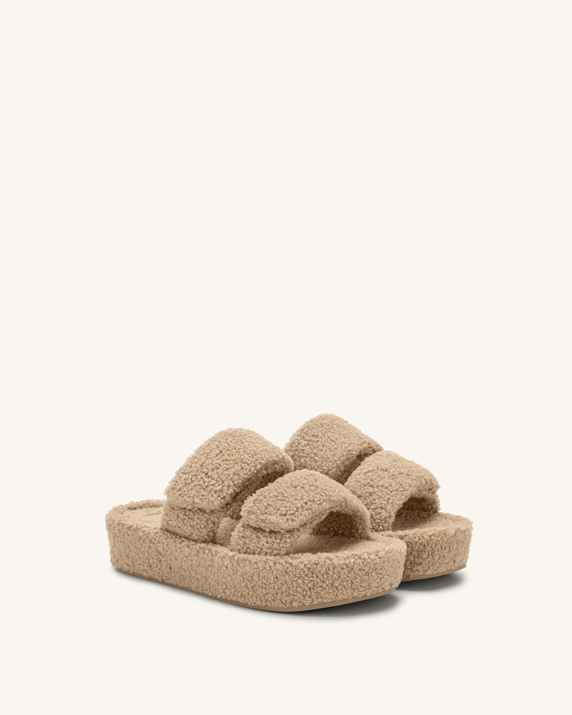 Lexi Faux Fur Platform Sandal - Beige - Image 2