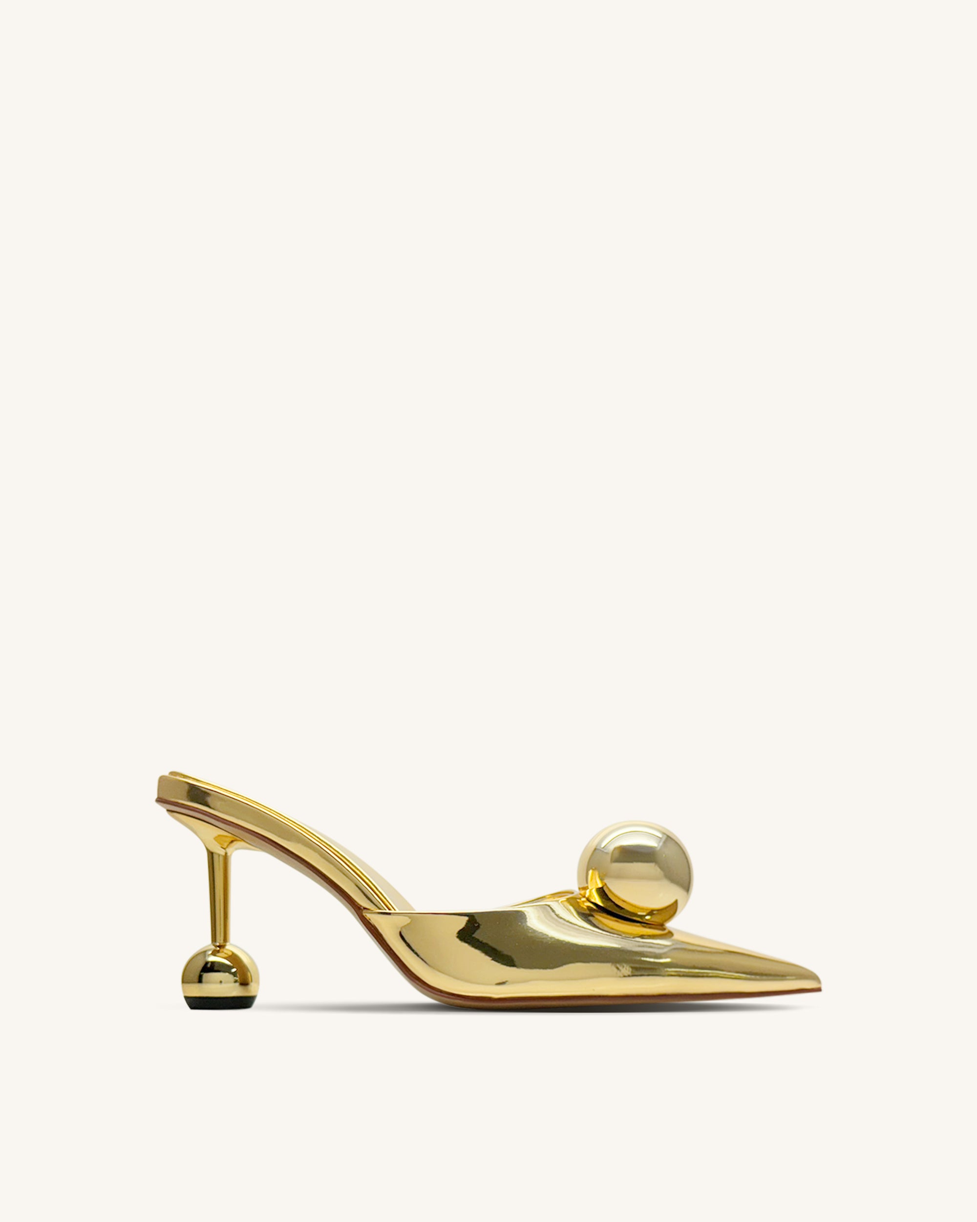 Sofia Sphere Heel Mules - Gold