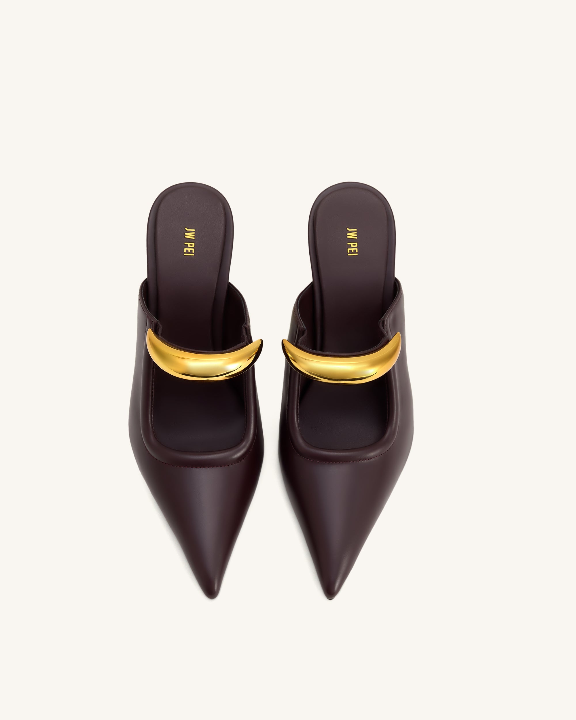 Sofia Metal Accent Sphere Heel Mules - Deep Burgundy - Image 3