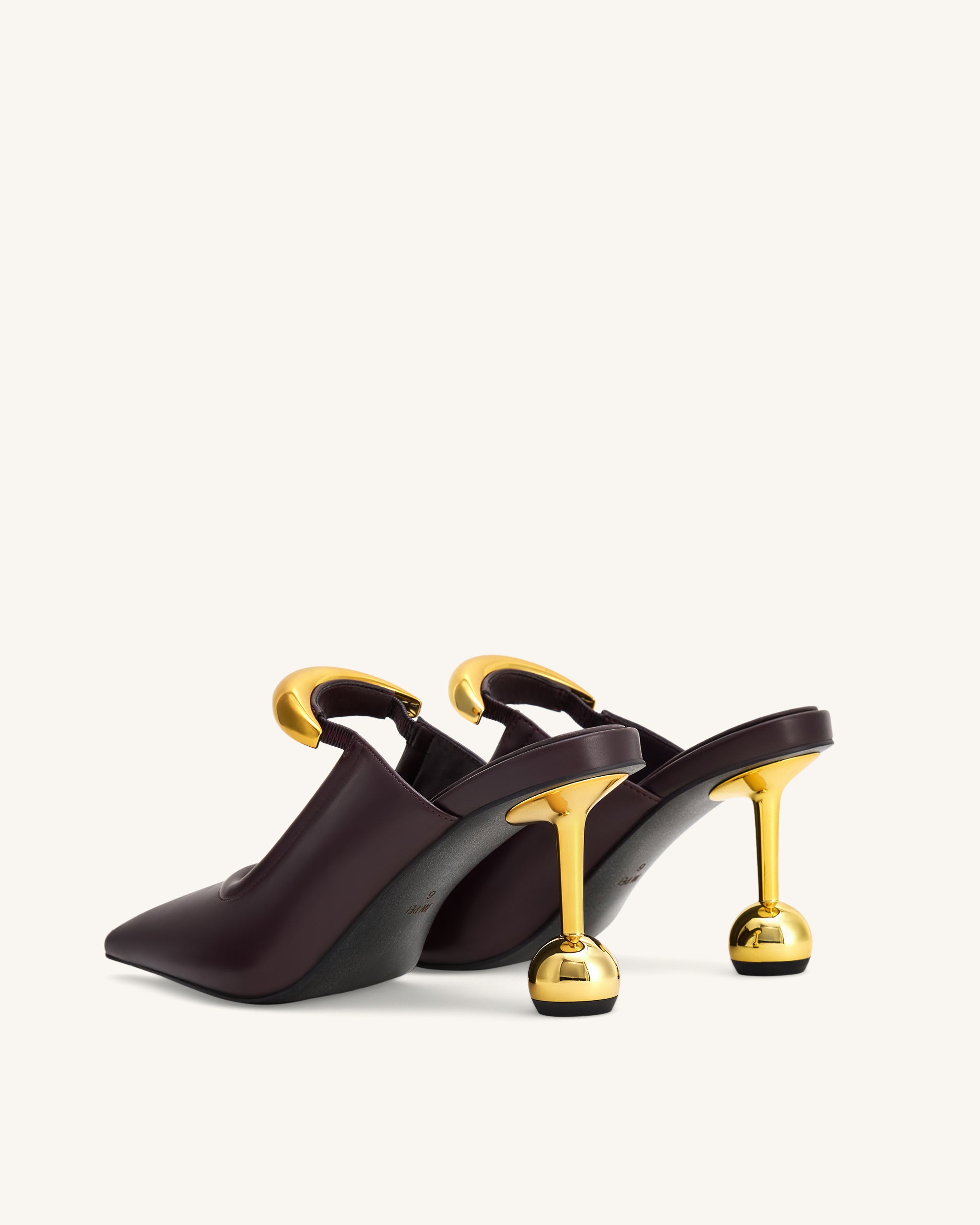 Sofia Metal Accent Sphere Heel Mules - Deep Burgundy - Image 4