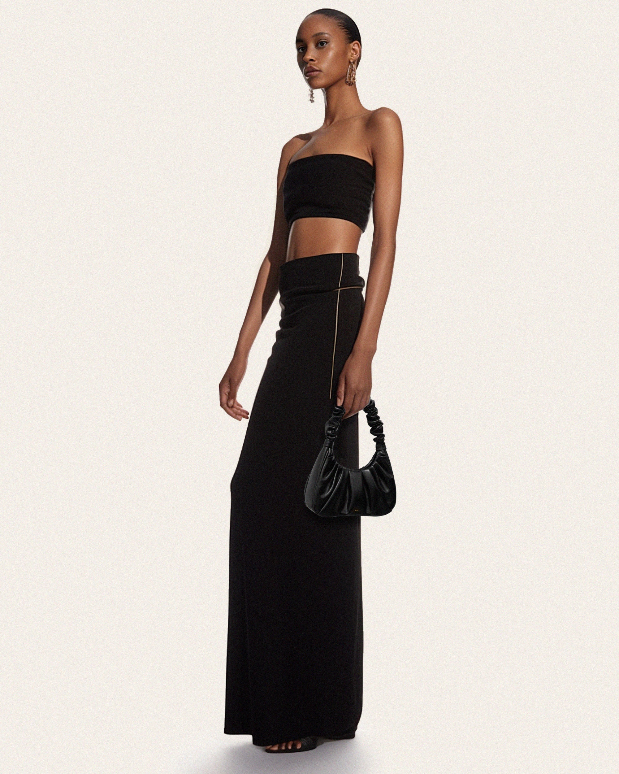 Gabbi Ruched Hobo Handbag - Black - Image 2