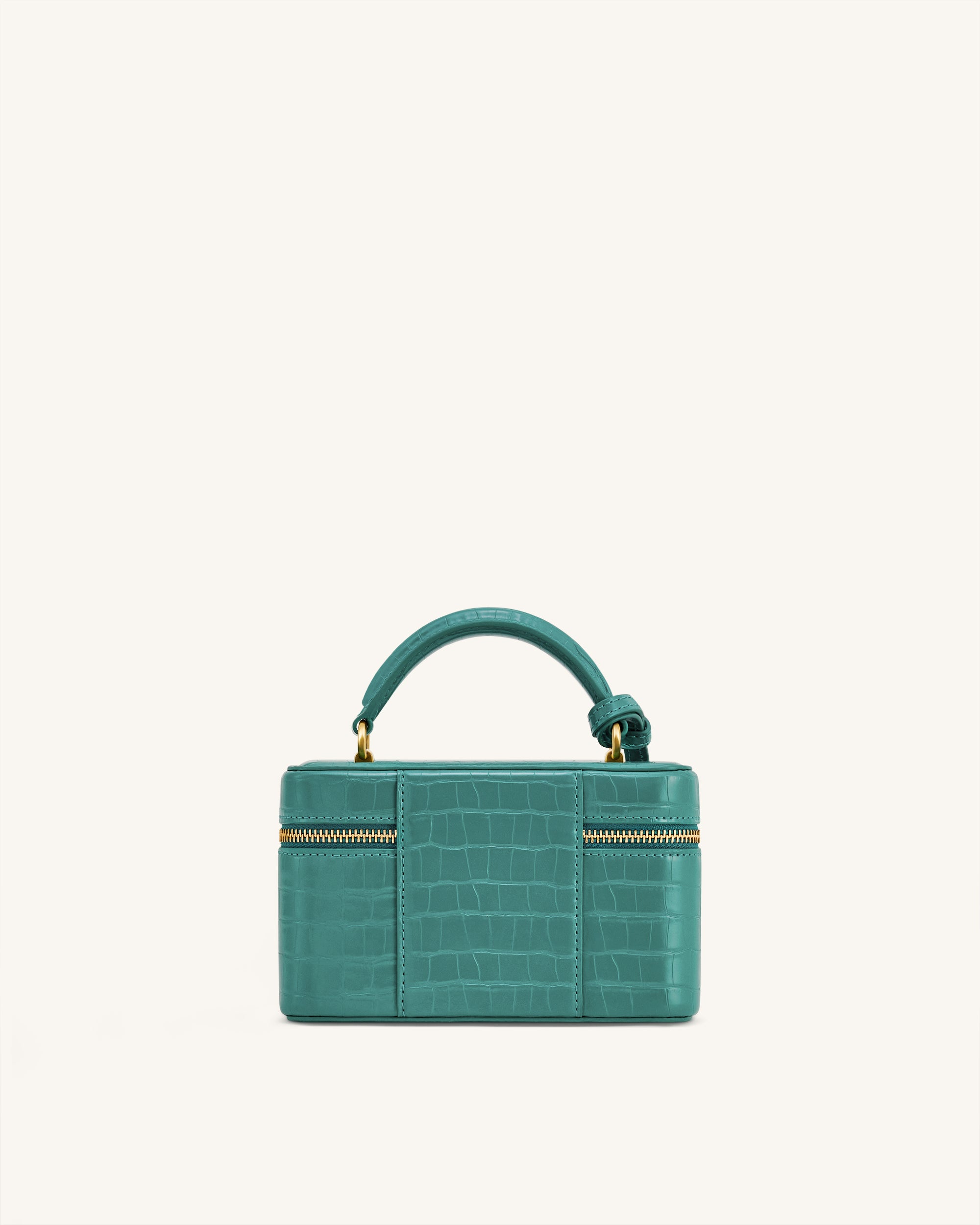 Cleo Box Shape Top Handle Bag - Green Croc - Image 3