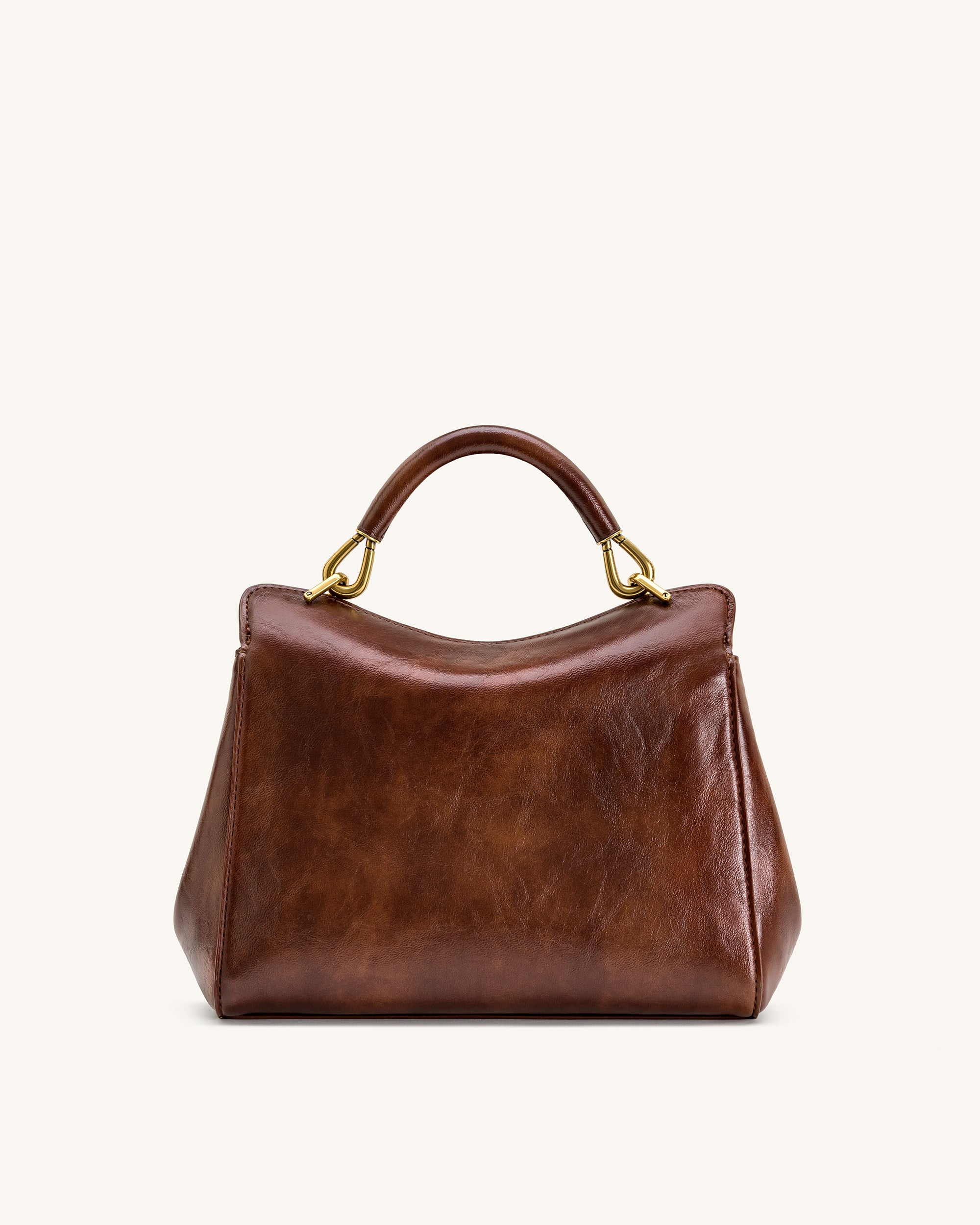 Lucia Classic Top Handle Bag - Coffee Brown - Image 3