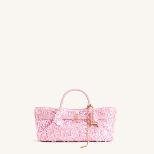 Maeve Sequin Dachshund Metal Charm Tote Bag - Pink