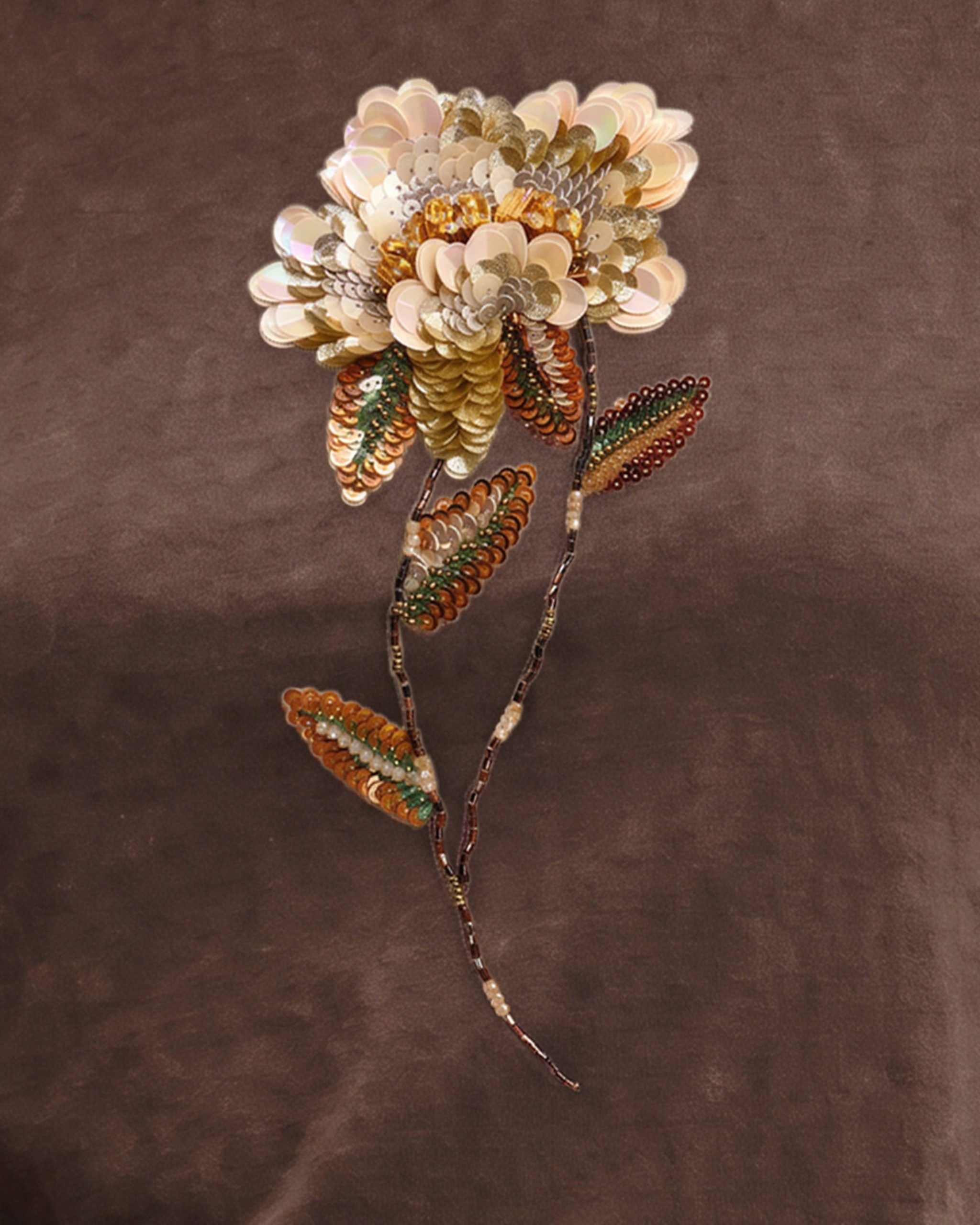 Mirage 3D Sequin Flower Tee - Earthy Brown - Image 3