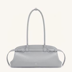 Arden Belt Detail East-West Shoulder Bag - Light Grey