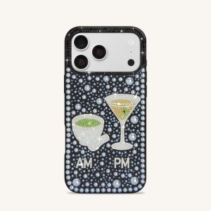 Pearl Martini Embellished Phone Case - Black