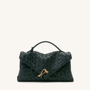 Celeste Woven Envelope Bag - Dark Ink Green