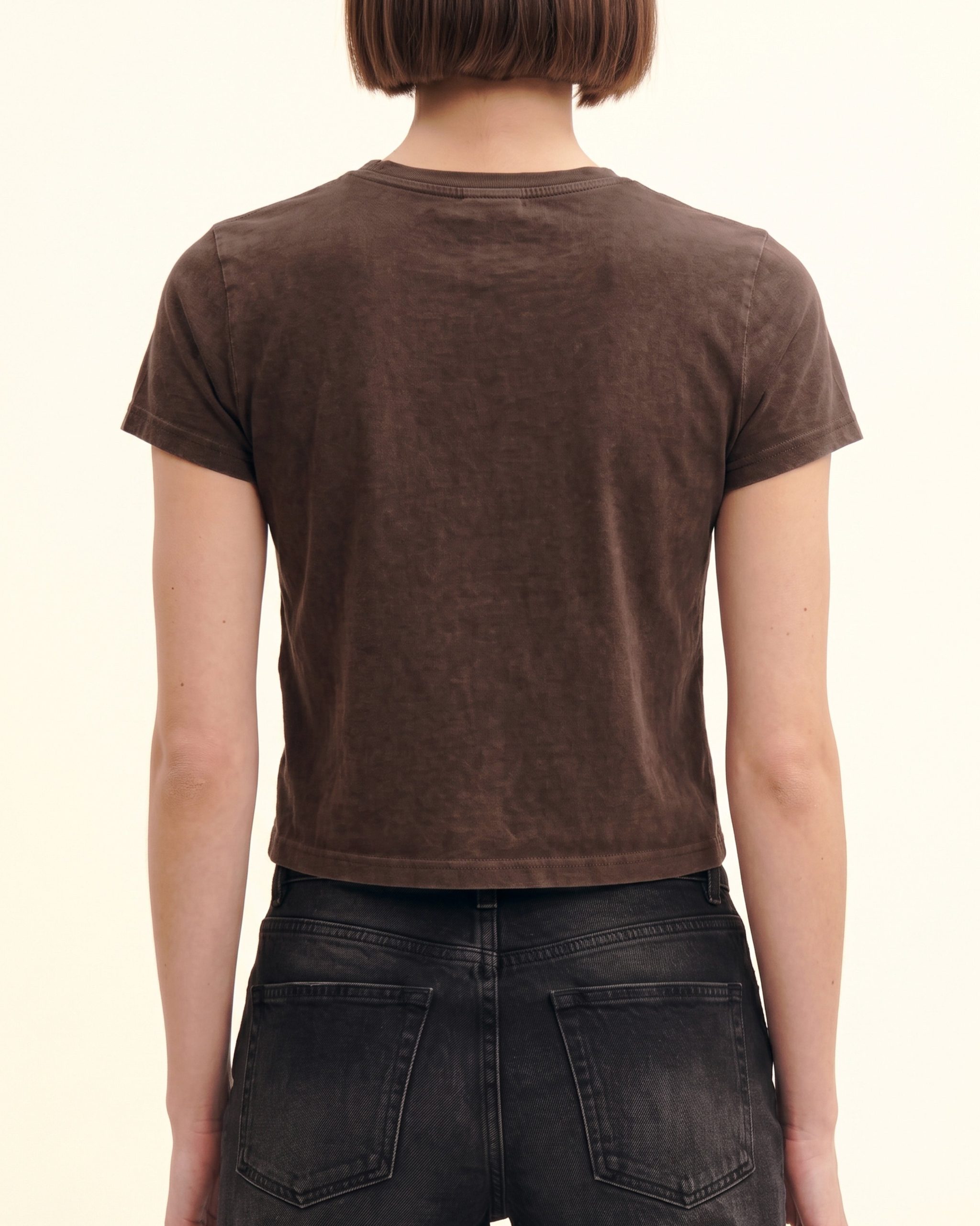 Mirage 3D Sequin Flower Tee - Earthy Brown - Image 2