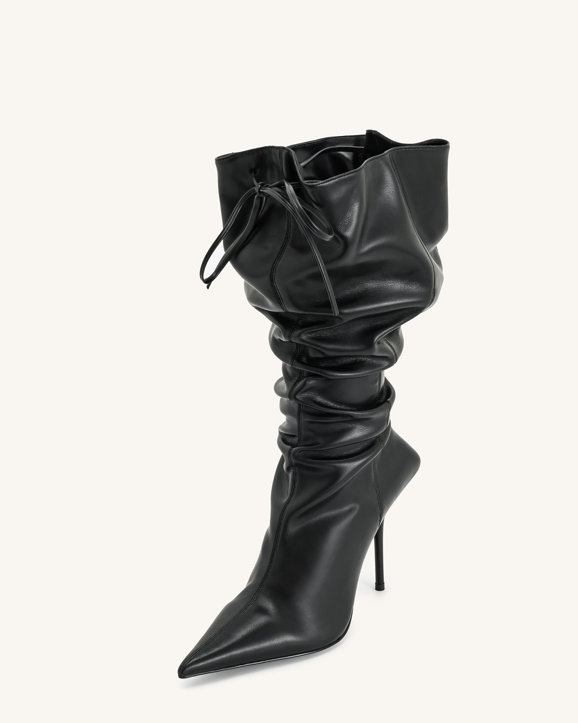 Olivia Leather High Heel Boots - Black - Image 4