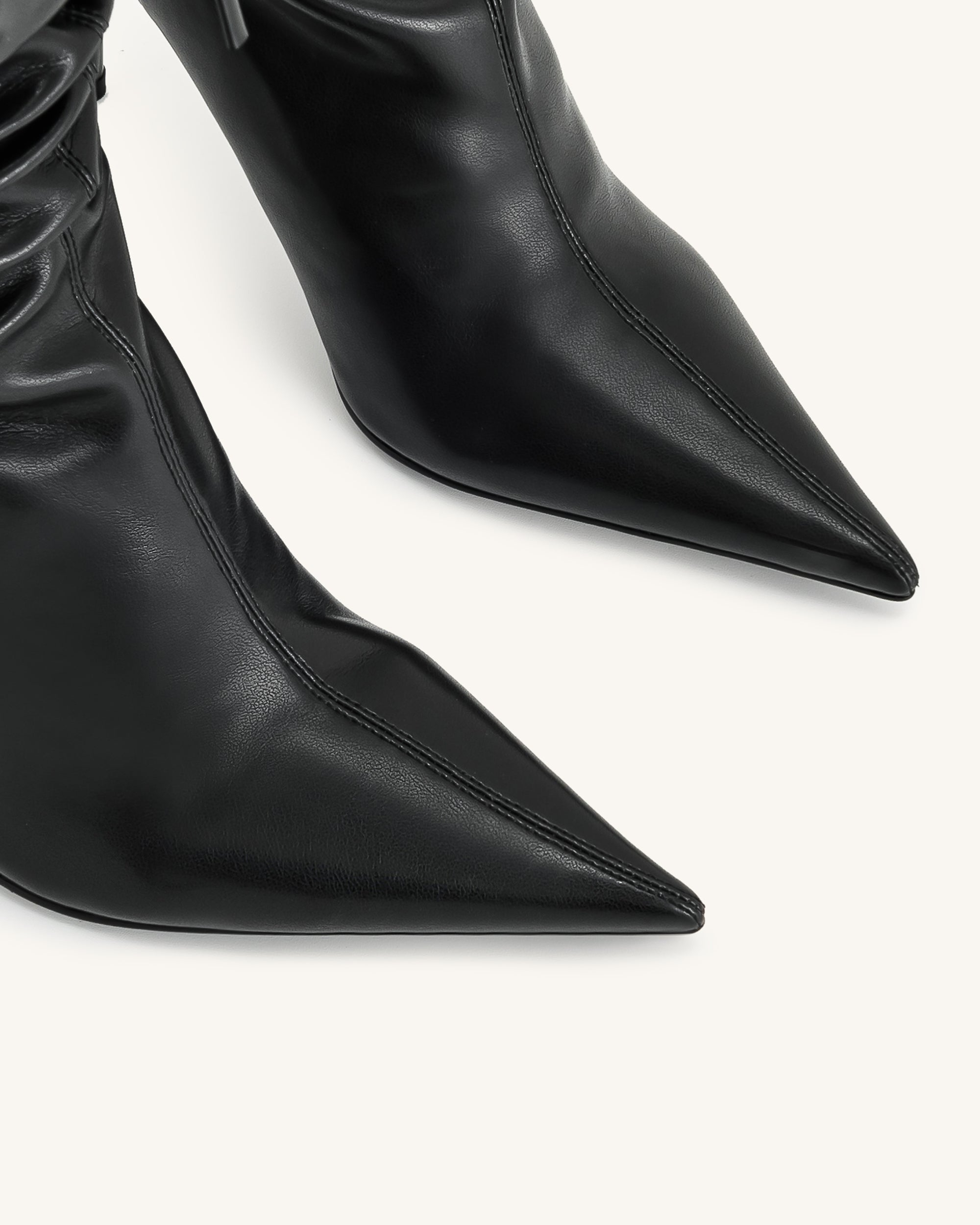 Olivia Leather High Heel Boots - Black - Image 6