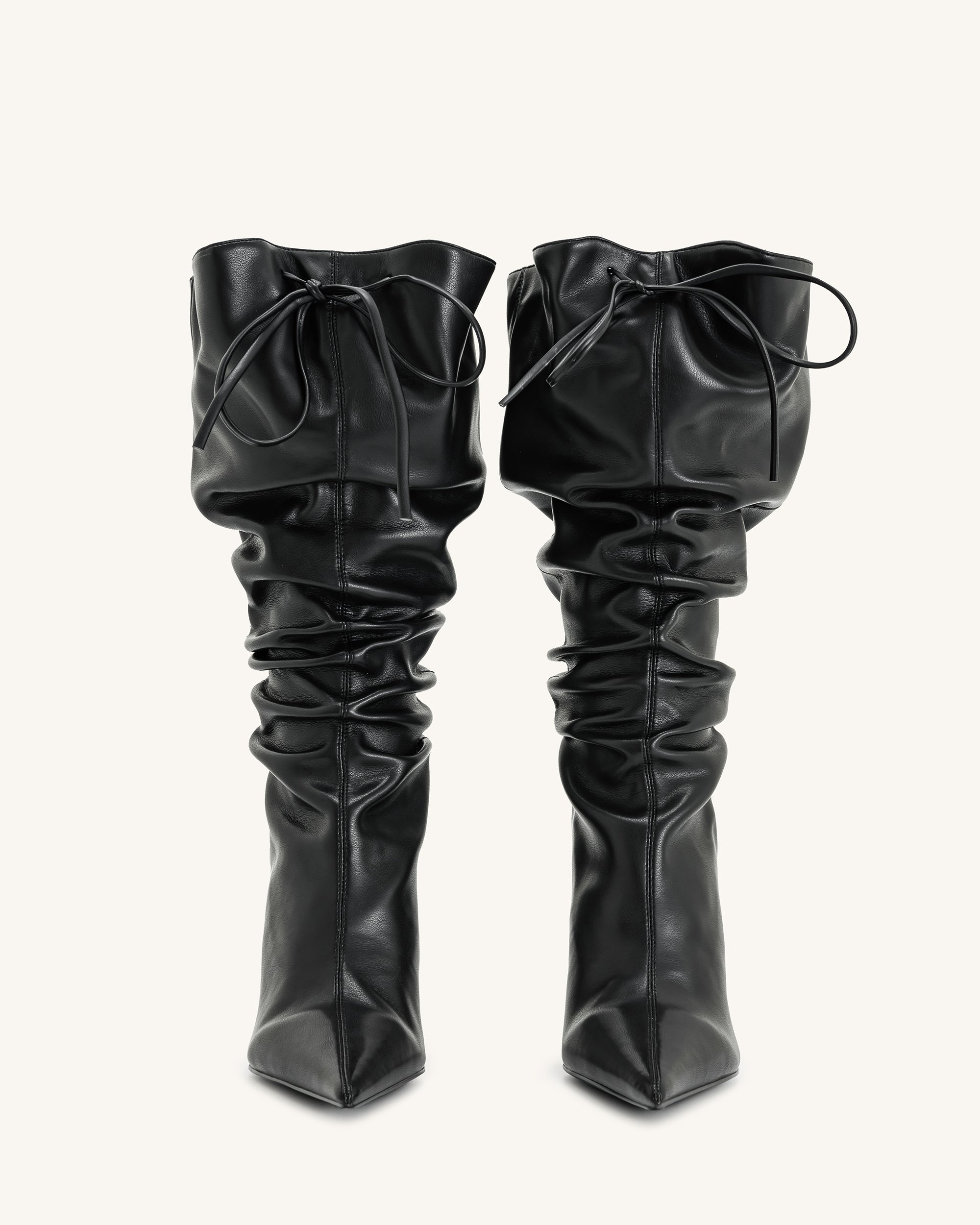 Olivia Leather High Heel Boots - Black - Image 5