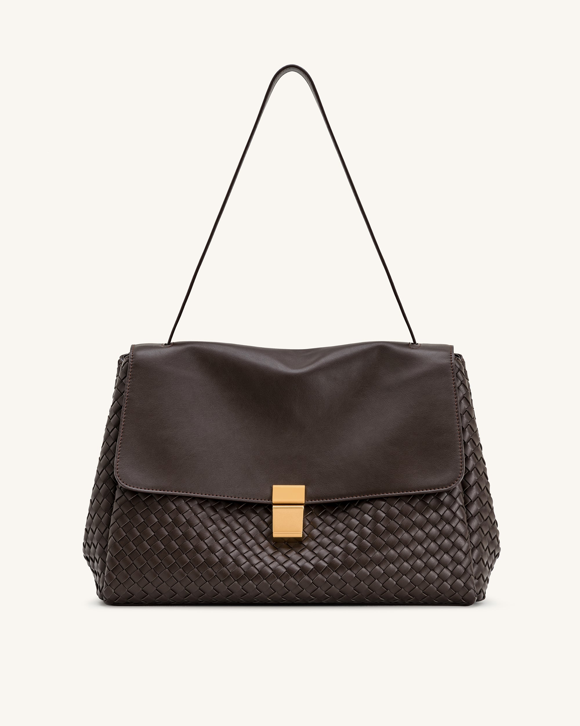 Hilary Woven Shoulder Bag - Dark Brown
