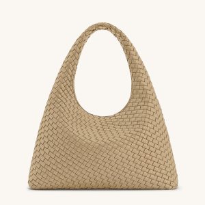 Laura Woven Shoulder Bag - Beige