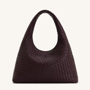 Laura Woven Shoulder Bag - Deep Burgundy