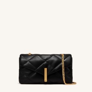 Valerie Puffy Bar-Lock Shoulder Bag - Black