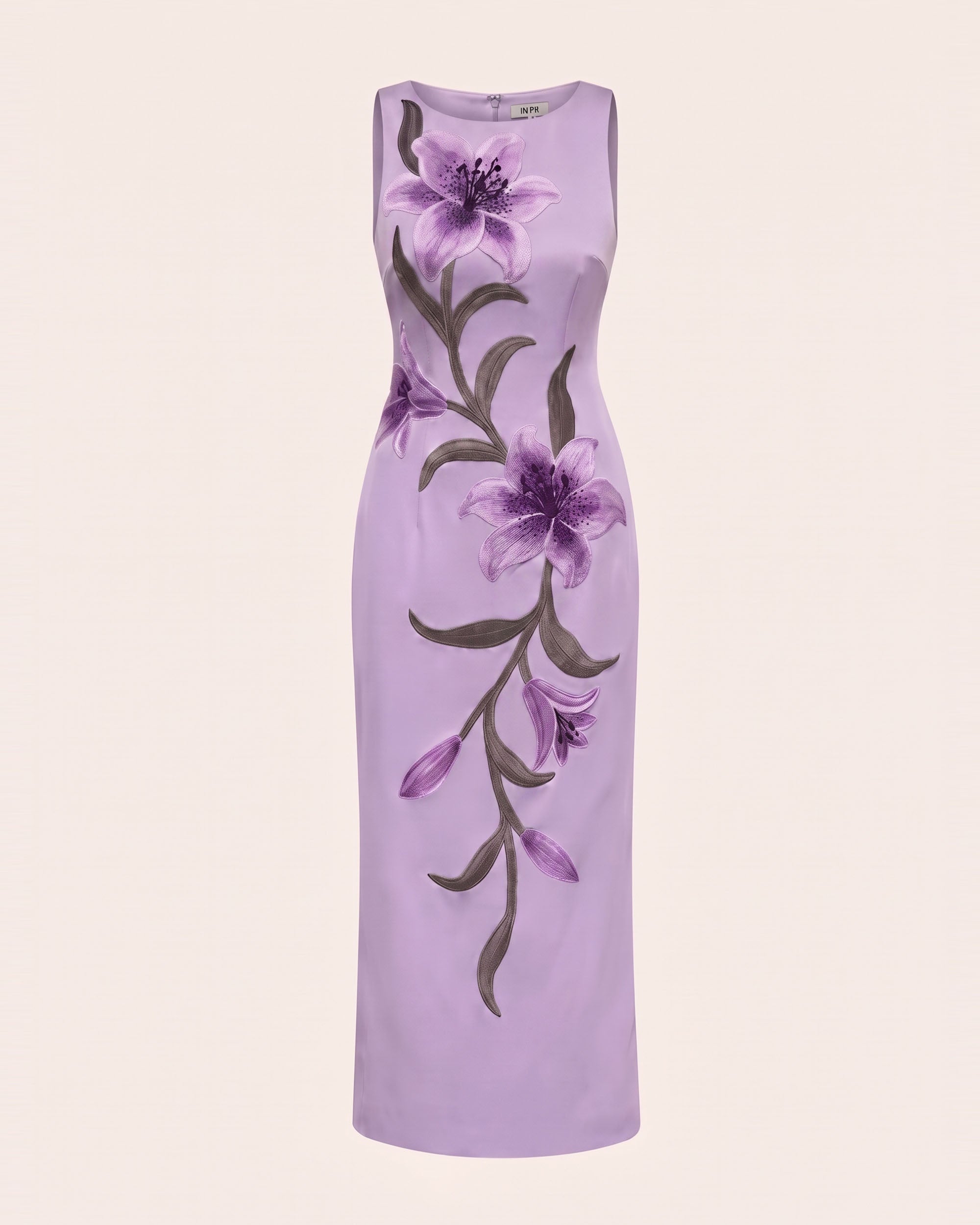 Lily Floral Print Sleeveless Column Maxi Dress - Light Purple - Image 3
