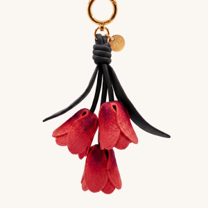 3D Embroidered Tulip Bag Charm - Dark Gradient Red
