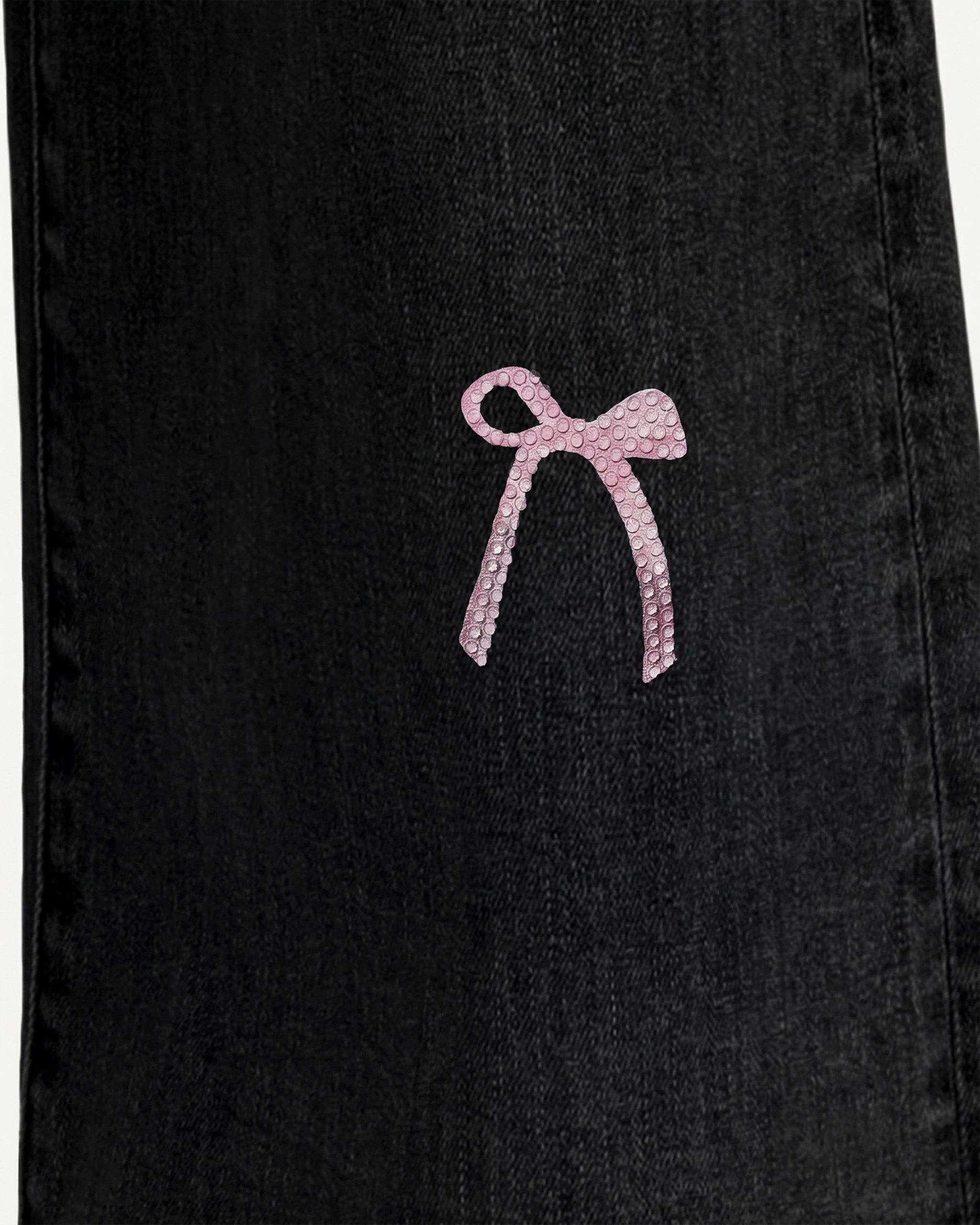 The Rebel Pink Ribbon Split Fray Jeans - Black - Image 3