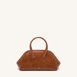 Veda Vintage Finish Bowler Bag - Saddle Brown