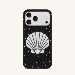 Seashell Artificial Crystal Phone Case - Black