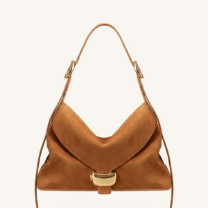 Sienna Faux Suede Hobo Bag - Brown
