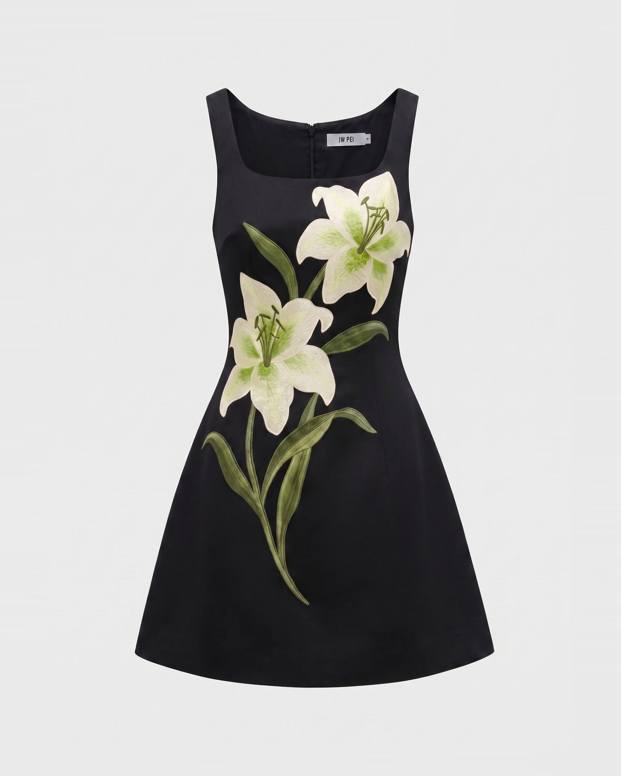 Lily Floral Print Sleeveless A-Line Mini Dress - Black - Image 3