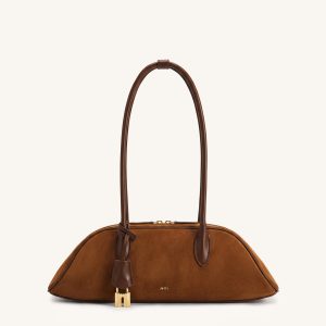 Zora Faux Suede Shoulder Bag - Caramel Brown
