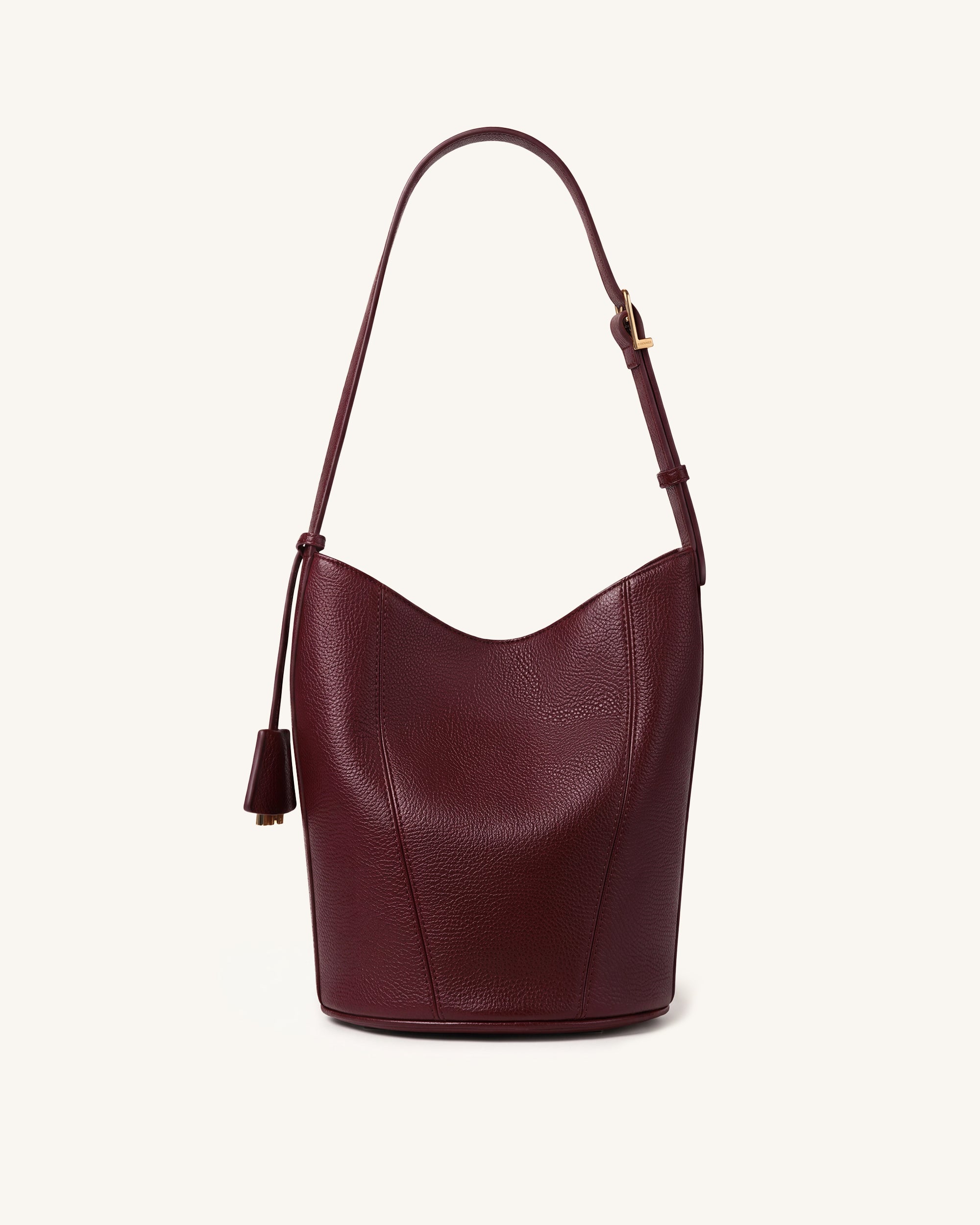 Zora Pebbled Bucket Bag - Deep Burgundy - Image 3
