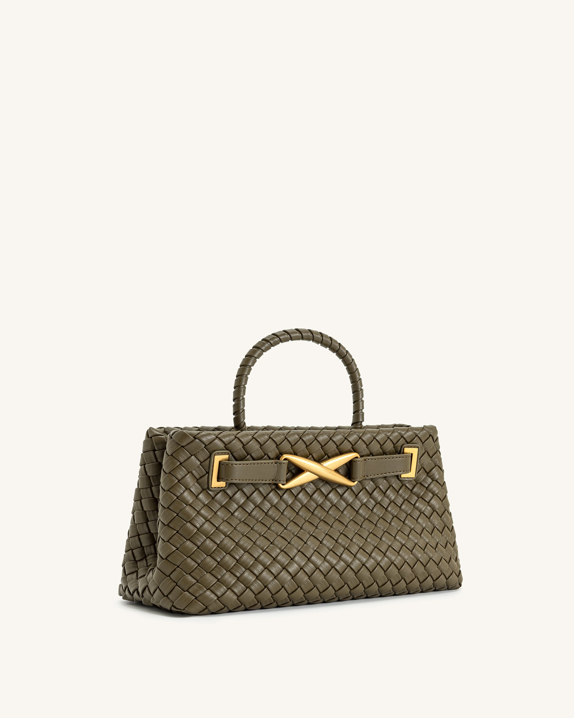 Elora Woven Tote Bag - Dark Olive - Image 2