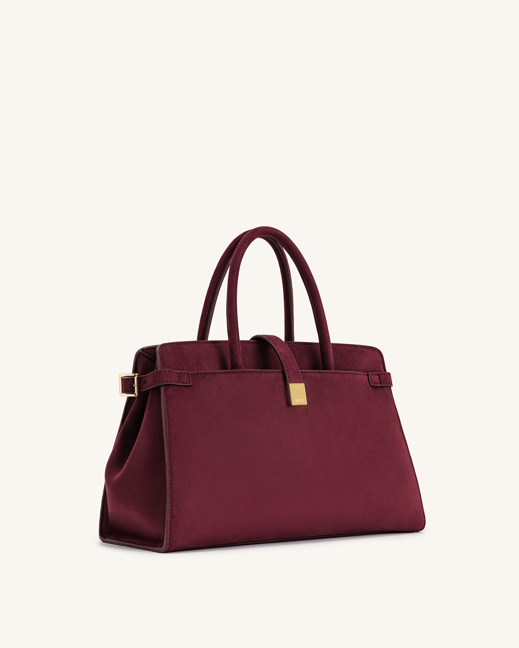 Saige Faux Suede Tote Bag - Burgundy - Image 2