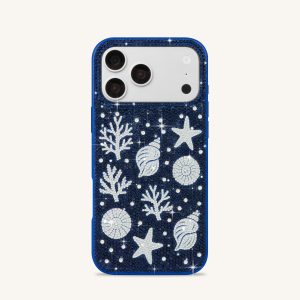 Ocean Shell Artificial Crystal Phone Case – Blue