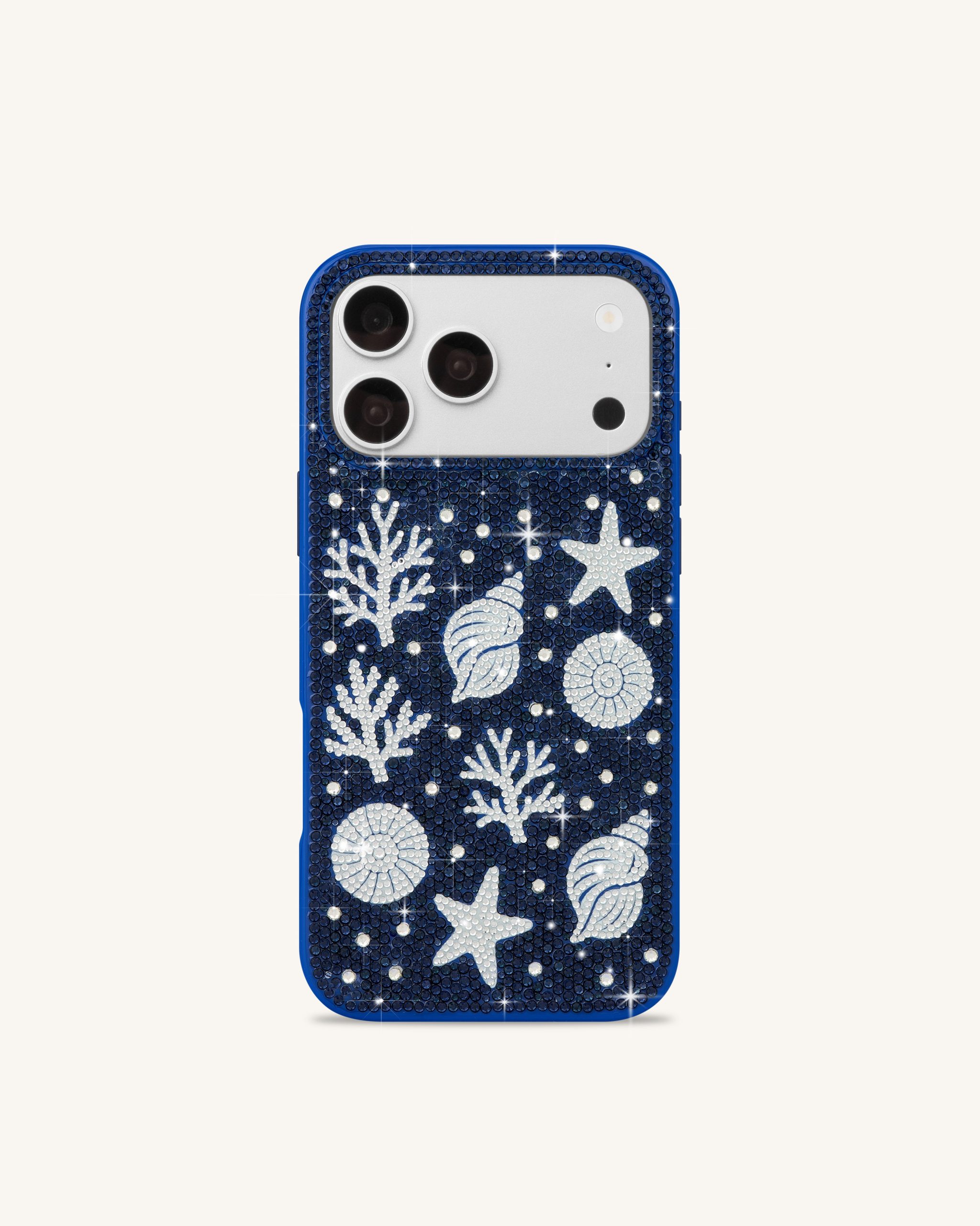 Ocean Shell Artificial Crystal Phone Case – Blue