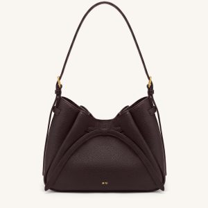 Mabel Soft Bow Shoulder Bag - Dark Brown