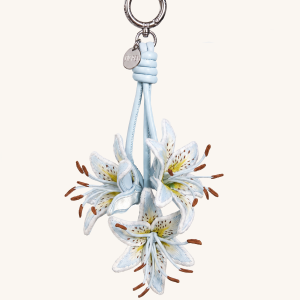 3D Embroidered Lily Bag Charm - Ice Blue