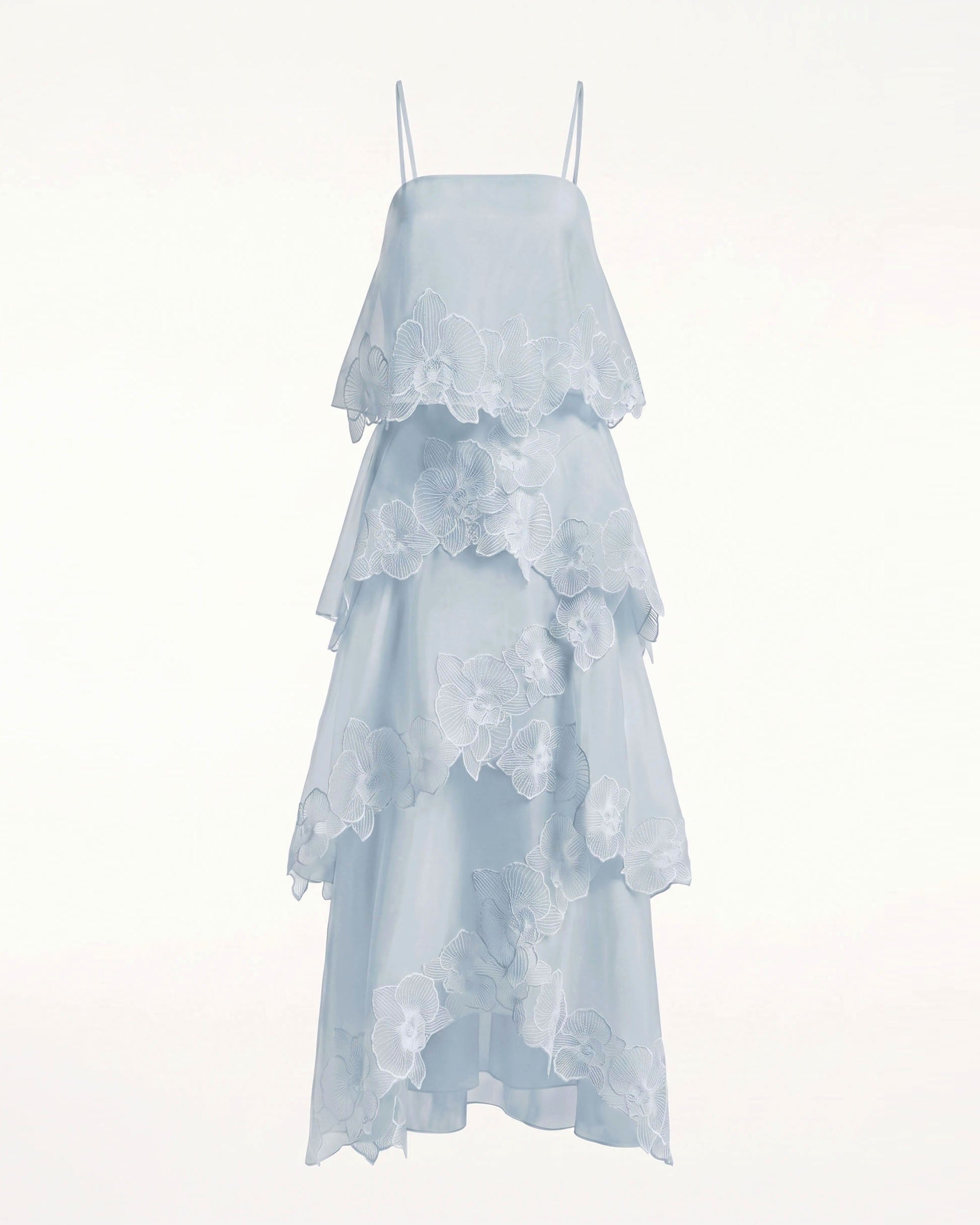 Orchid Embroidered Layered Maxi Dress - Light Blue - Image 3