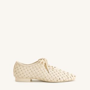 Kayla Weave Strap Flat Shoes - Beige
