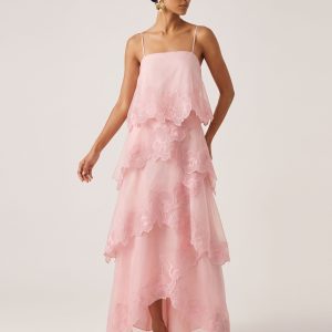 Orchid Embroidered Layered Maxi Dress - Blush Powder