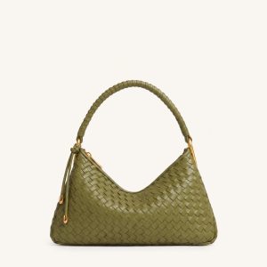 Lorena Woven Shoulder Bag - Olive Green