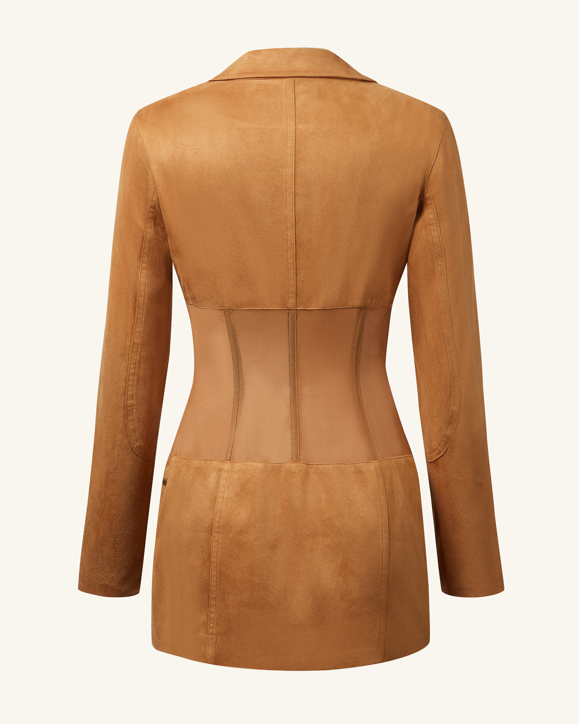 Faux Suede Corset Jacket Mini Dress - Camel - Image 4