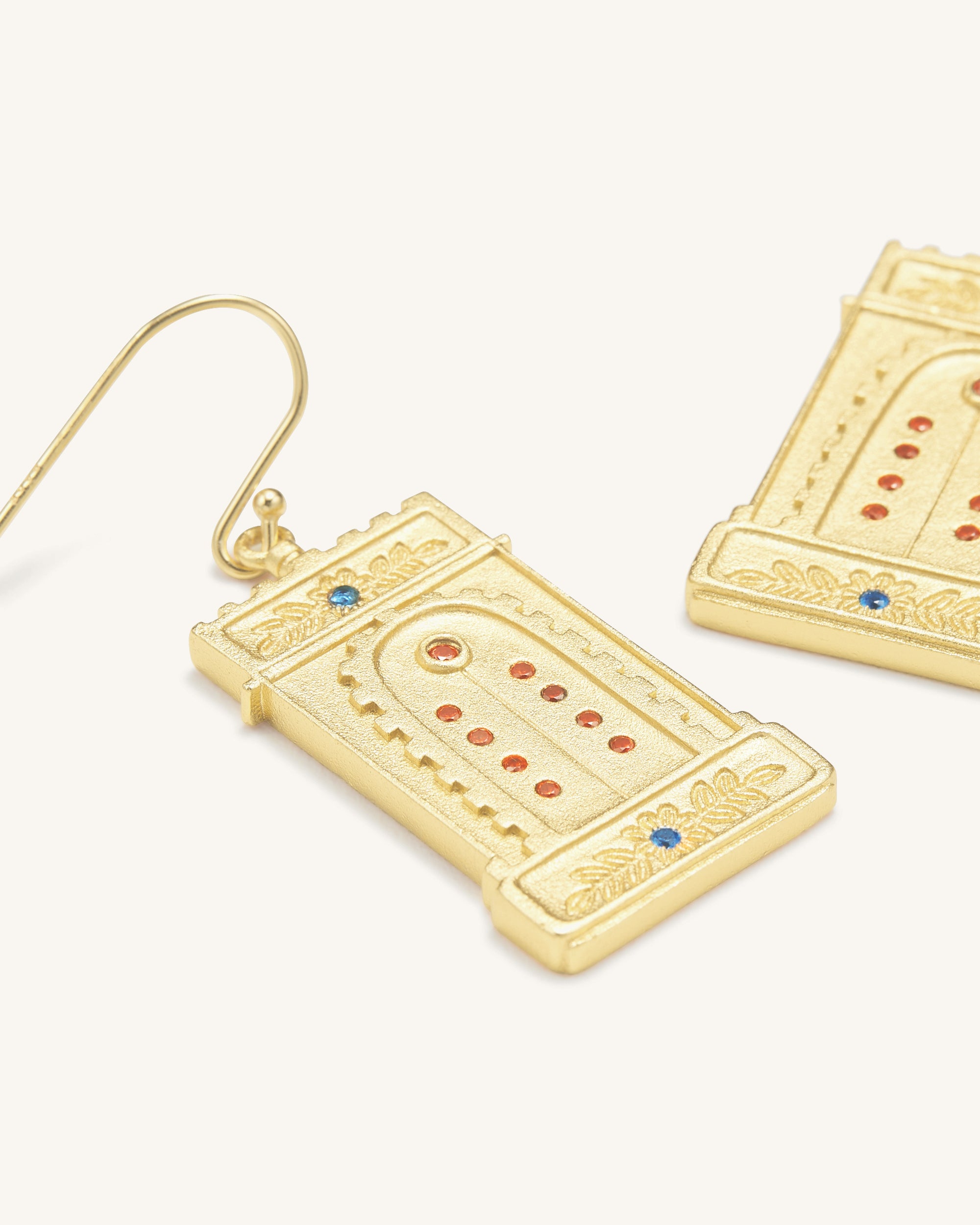 Roman Arch Earrings - 18ct Gold Plated & Multicolor Zircon - Image 2