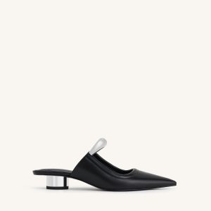 Helena  Pierced Mules - Black
