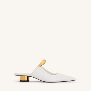 Helena  Pierced Mules - White