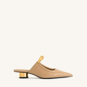 Helena  Pierced Mules - Khaki