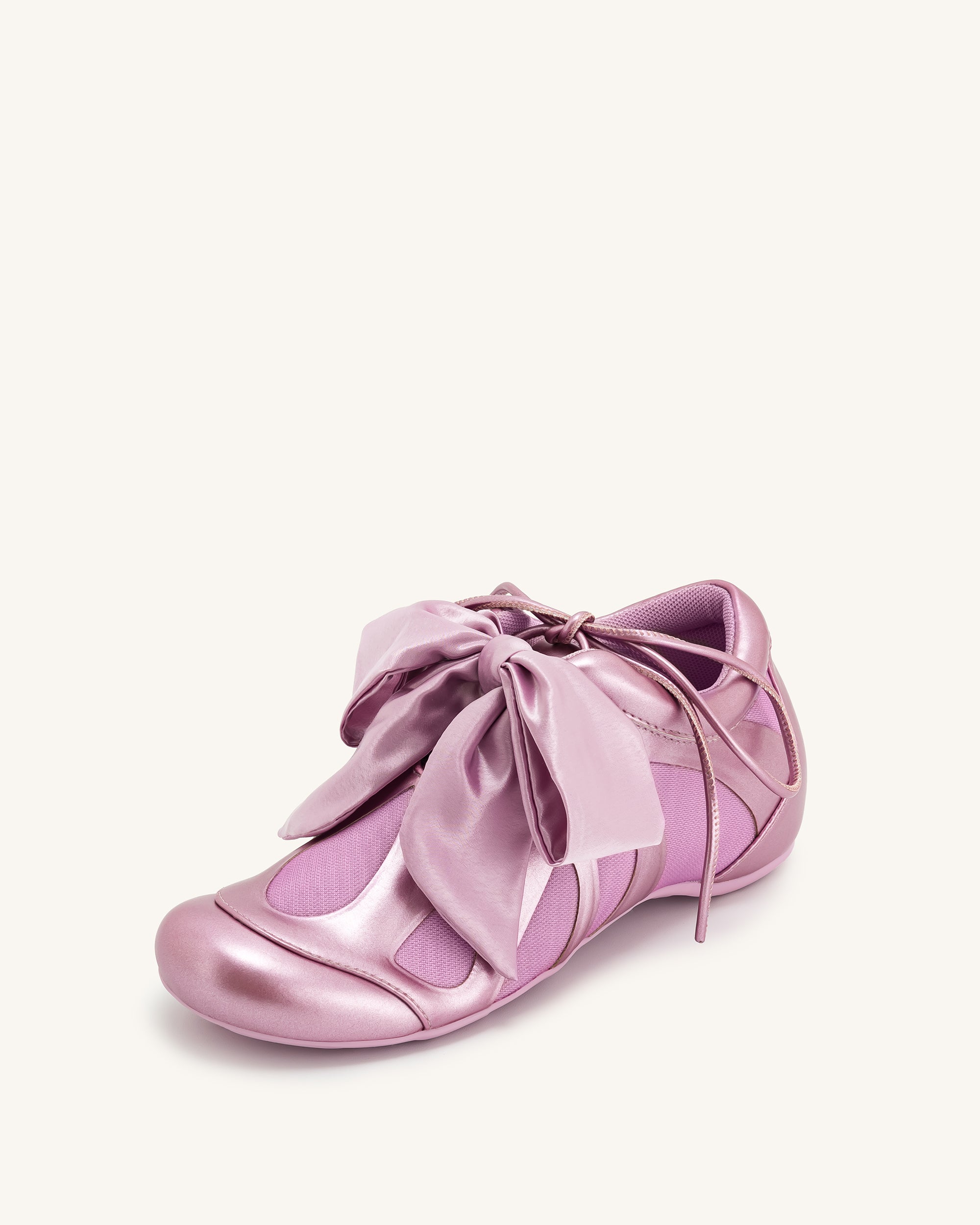 Rosie Metallic Bow Tie Low Top Sneakers - Pink - Image 5