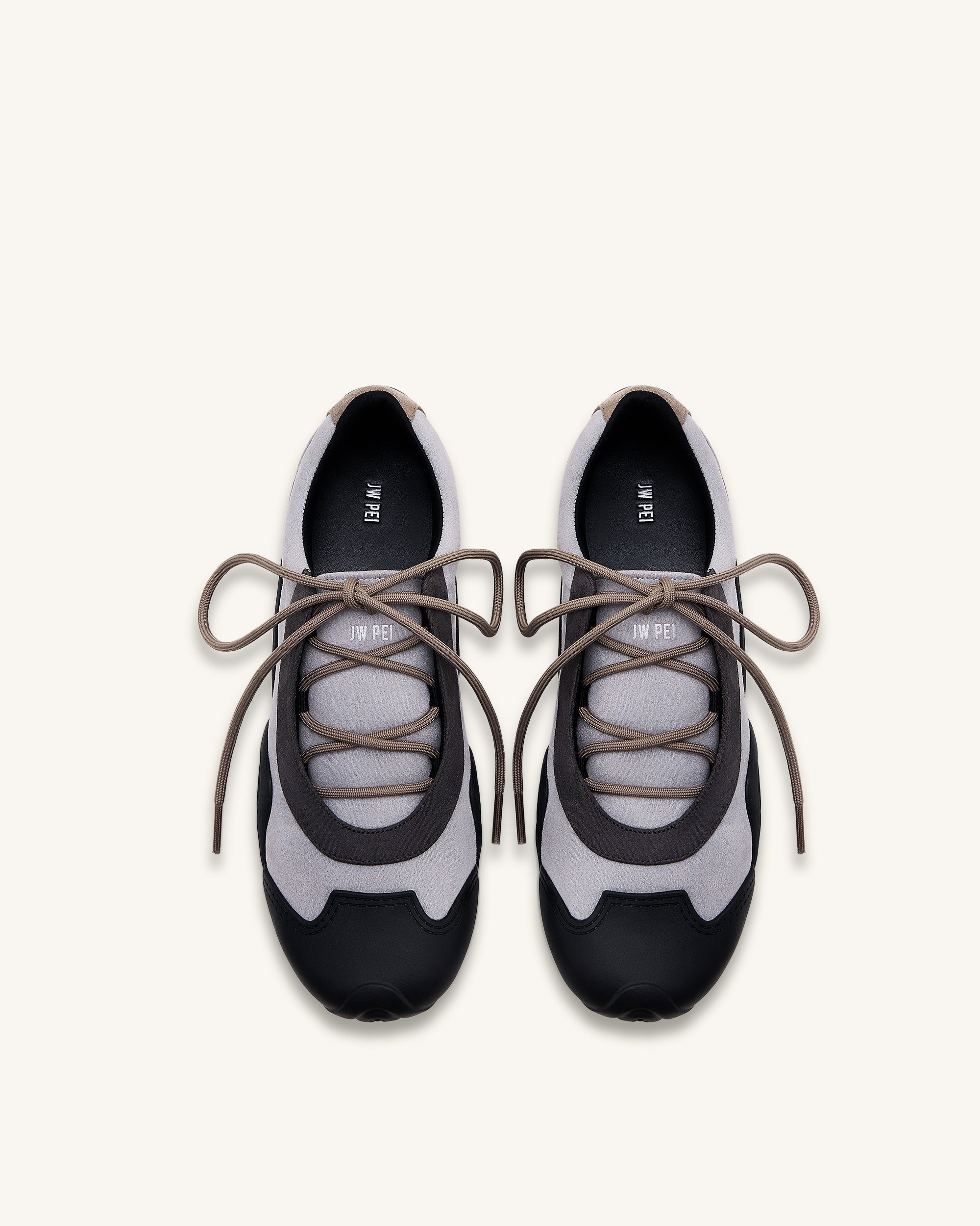 Caitlin Faux Suede Lace-up Ballerina Sneakers - Grey Mix - Image 3