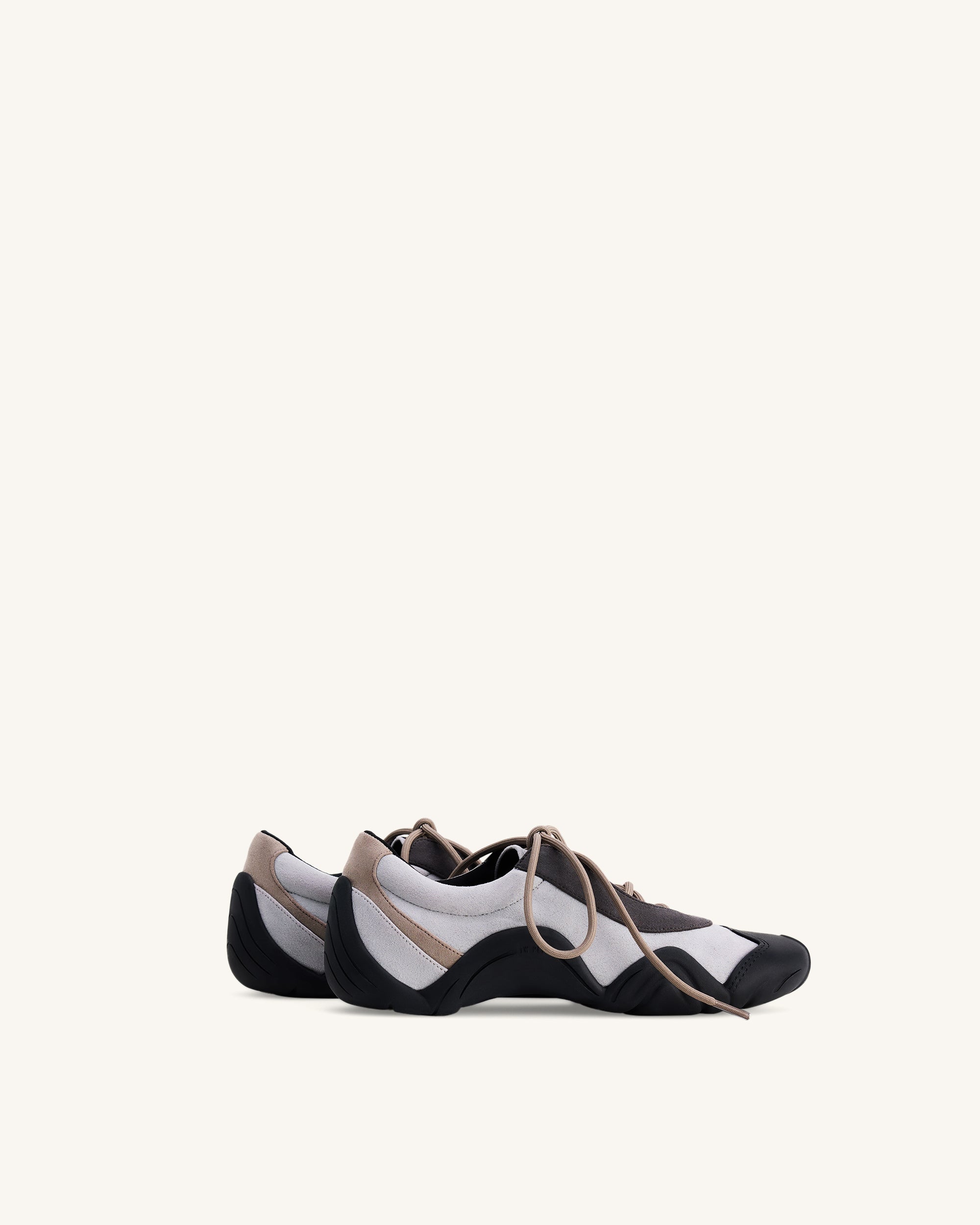 Caitlin Faux Suede Lace-up Ballerina Sneakers - Grey Mix - Image 4