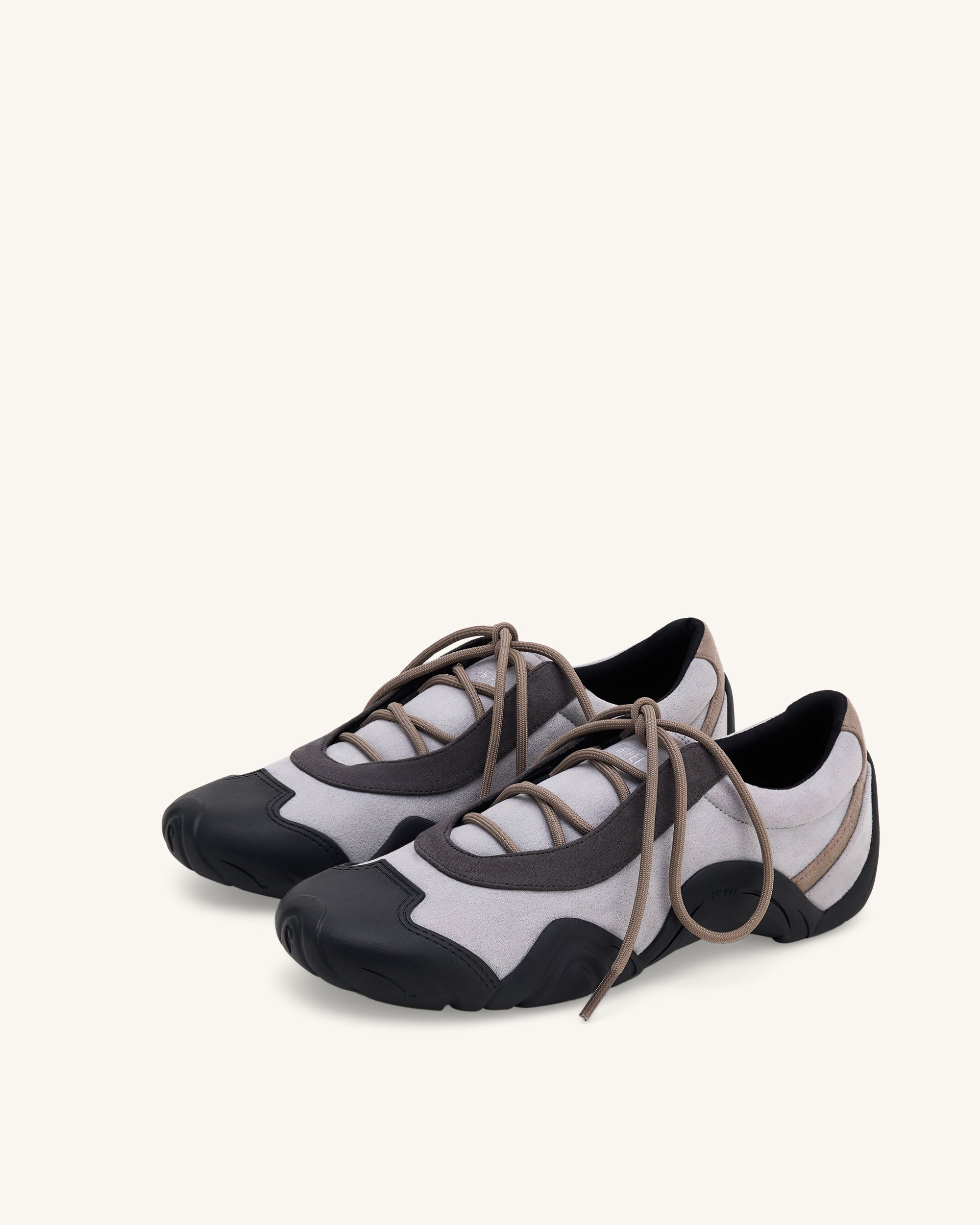 Caitlin Faux Suede Lace-up Ballerina Sneakers - Grey Mix - Image 2