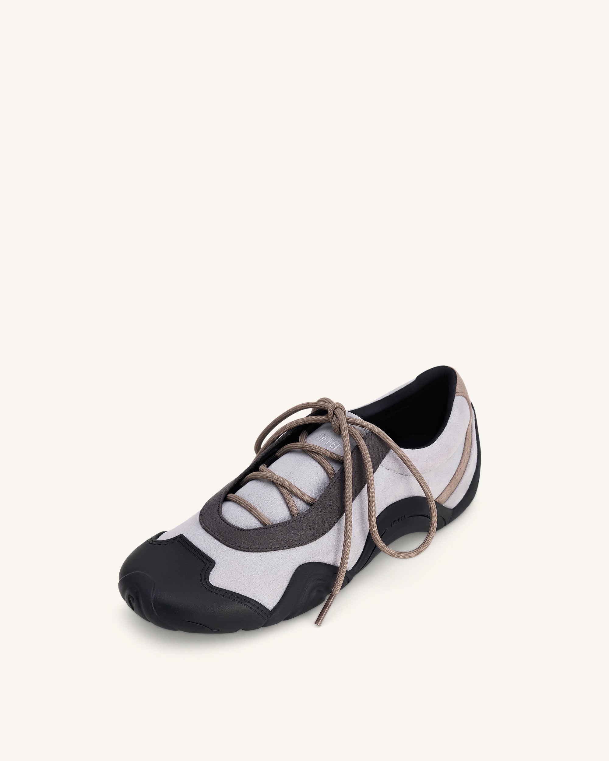 Caitlin Faux Suede Lace-up Ballerina Sneakers - Grey Mix - Image 5