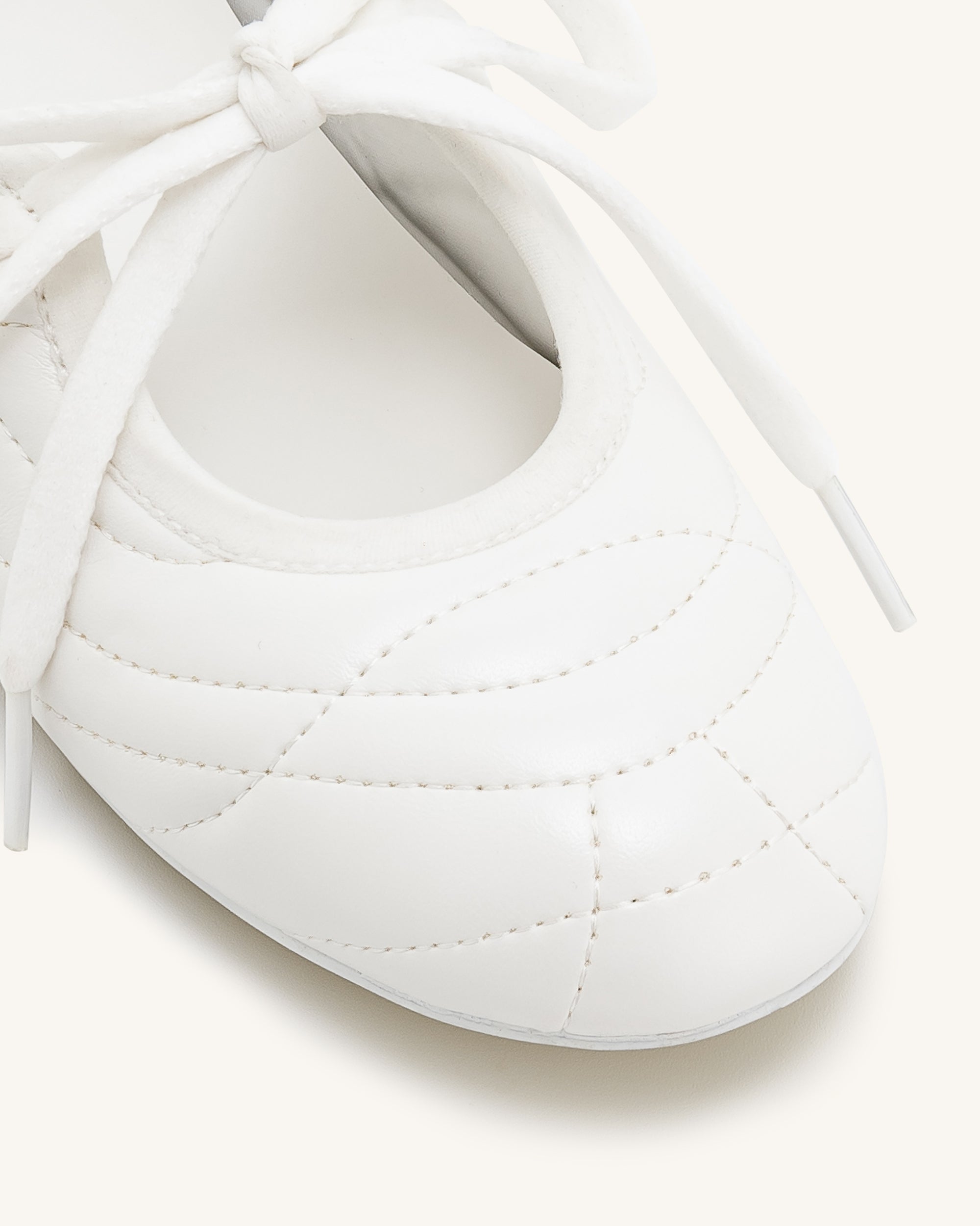 Erika Topstitching lace-up ballet Flats- White - Image 6